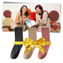 Load image into Gallery viewer, Calcetines de algodón acanalados de 3 pares para mujer - Ozerty