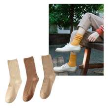 Load image into Gallery viewer, Calcetines de algodón acanalados de 3 pares para mujer - Ozerty
