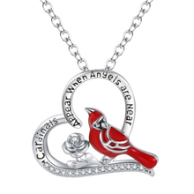 Load image into Gallery viewer, Heart-shaped pendant with a cardinal