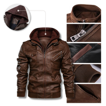 Cargar imagen en el visor de la galería, Chaqueta motera clásica de cuero marrón
- Ozerty
