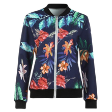 Load image into Gallery viewer, Chaqueta bomber con motivos florales y manga larga
-Azul/SAzul/MAzul/LAzul/XLAzul/XXLAzul/3XLAzul/4XLAzul/5XL - Ozerty