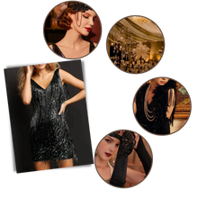 Cargar imagen en el visor de la galería, Vestido de lentejuelas con cuello de pico
- Ozerty