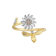 Load image into Gallery viewer, Anillo giratorio con forma de girasol
-Oro - Ozerty