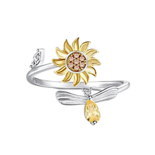 Load image into Gallery viewer, Anillo giratorio con forma de girasol
-Plata - Ozerty