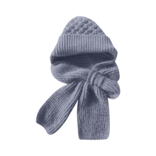 Load image into Gallery viewer, Gorro y bufanda de punto 2 en 1, con protección auditiva y material cortaviento

 -Azul - Ozerty
