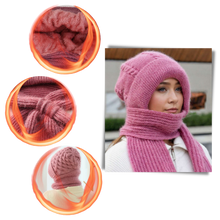 Load image into Gallery viewer, Gorro y bufanda de punto 2 en 1, con protección auditiva y material cortaviento

 - Ozerty
