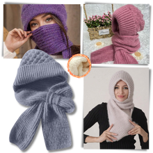 Load image into Gallery viewer, Gorro y bufanda de punto 2 en 1, con protección auditiva y material cortaviento

 - Ozerty
