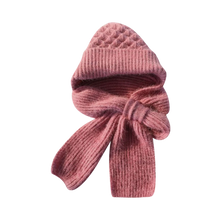 Load image into Gallery viewer, Gorro y bufanda de punto 2 en 1, con protección auditiva y material cortaviento

 -Rosa - Ozerty
