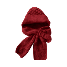 Load image into Gallery viewer, Gorro y bufanda de punto 2 en 1, con protección auditiva y material cortaviento

 -Vino tinto - Ozerty
